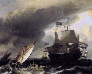 Ludolf Bakhuizen Dutch Vessels on the Sea at Amsterdam oil painting reproduction